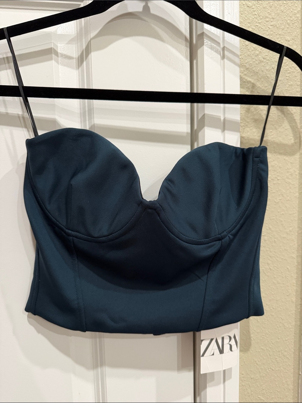 ZARA Teal Bustier Crop Top with Adjustable Straps